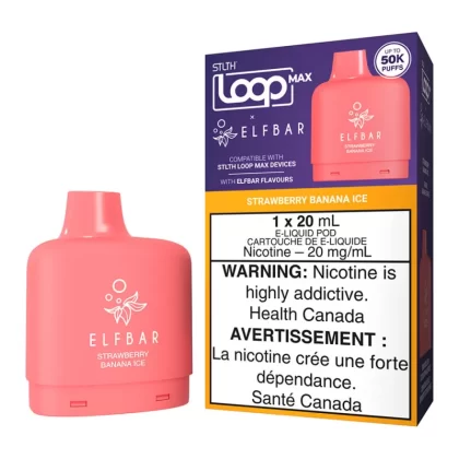 STLTH Loop Max X Elf Bar E-Liquid Pod Pack - Strawberry Banana Ice 20ml - 20mg/ml
