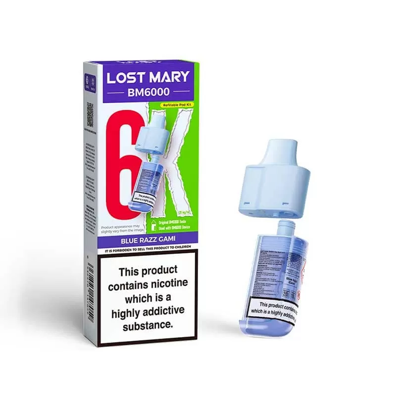 Lost Mary BM6000 Blue Razz Gami Prefilled Vape Pods - 20mg
