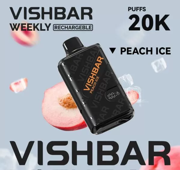 Vishbar Weekly Rechargeable Disposable Vape (20,000 Puffs) - Peach Ice / 20 mg - Image 3