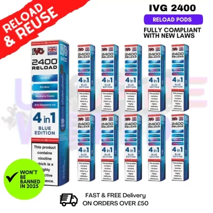 Blue Edition IVG 2400 RELOAD Pods – Box Of 10