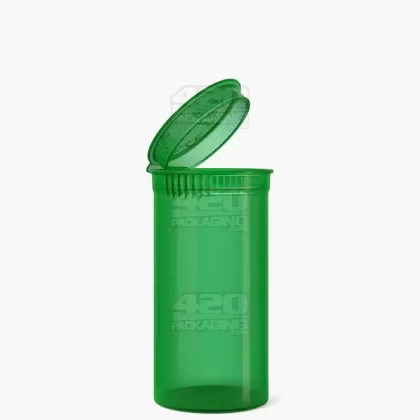 Child Resistant | Transparent Green Pop Top Bottles | 13dr – 2g – 315 Count