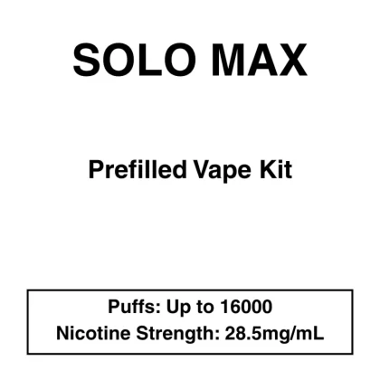 Solo Max – Closed Pod Vape Kit – 28.5mg/ml Nicotine – 14000 Puffs