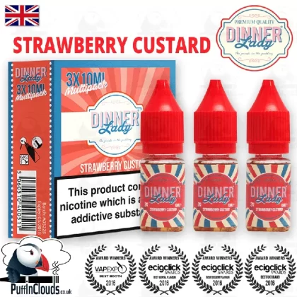Dinner Lady Strawberry Custard eLiquid (3 Pack)