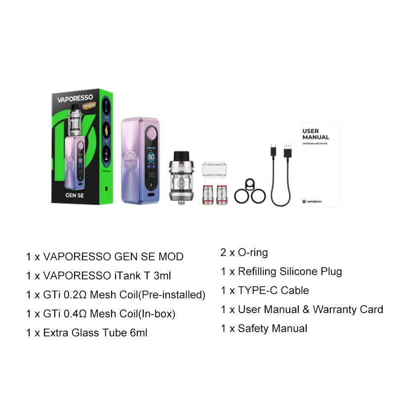 Vaporesso GEN SE 80W Kit With iTank T Atomizer 3ml - Ice Blue - Image 3