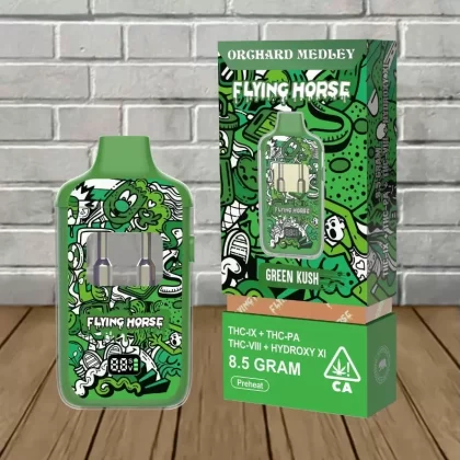 Flying Horse Orchard Medley Blend Disposable 8.5g - strain#Watermelon Zkittlez -- DISPOSABLE>Pineapple Express -- DISPOSABLE>Strawberry Madness -- DISPOSABLE>Grape OG -- DISPOSABLE>Green Kus