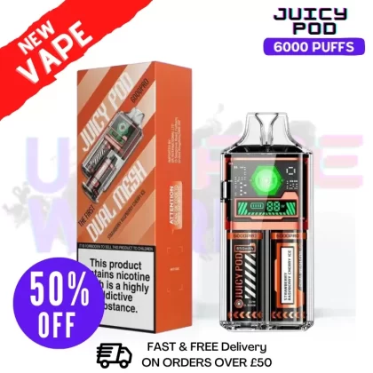 Juicy Pod 6000 Pro Strawberry Raspberry Cherry Ice Kit