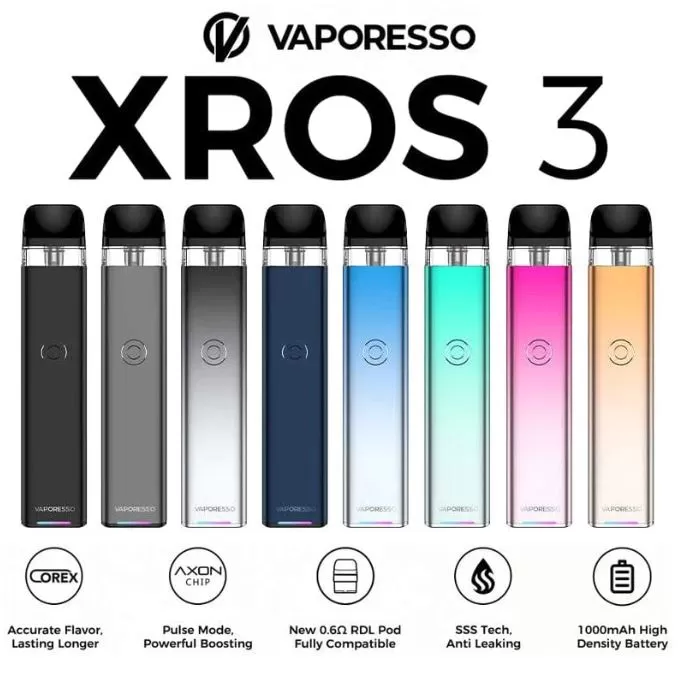 VAPORESSO XROS 3 1000mAh POD SYSTEM - Black - Image 2
