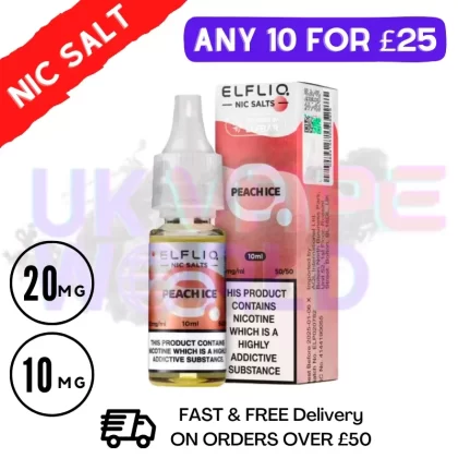 ElfLiq ‘Peach ICE’ Nic Salt 10ML eLiquid