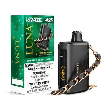 Kraze Luna Disposable Vape – 42K Puffs – Emerald Green Grape