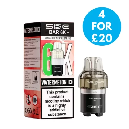 SKE Bar 6k Replacement Pods - Vape Product; Blueberry Sour Raspberry, Cherry Ice (A95575)