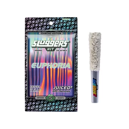 Sluggers Hit Juiced Original THC-A Pre Rolls – 3.5g (5ct) - Strain#Euphoria (S)>Rainbow Road (S)>Bubble Bath (I)