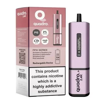 Pink Series Quadro 2.4k Disposable Vape: Big Puffs, 2400mAh, 20mg