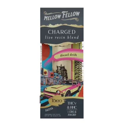 Mellow Fellow Charged Tokyo – Diesel Drift – Sativa – 1ml Live Resin Disposable Vape