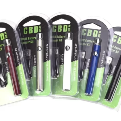 Variable Voltage 350mAh Mini Vape Pen Battery & USB Charger Kit - White