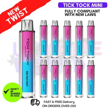 Blue Razz Blast Tick Tock Mini 2000 Box Of 10