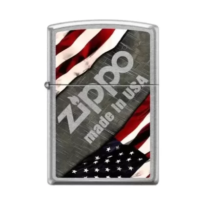 Zippo Lighter – Made In USA Logo Street Chrome