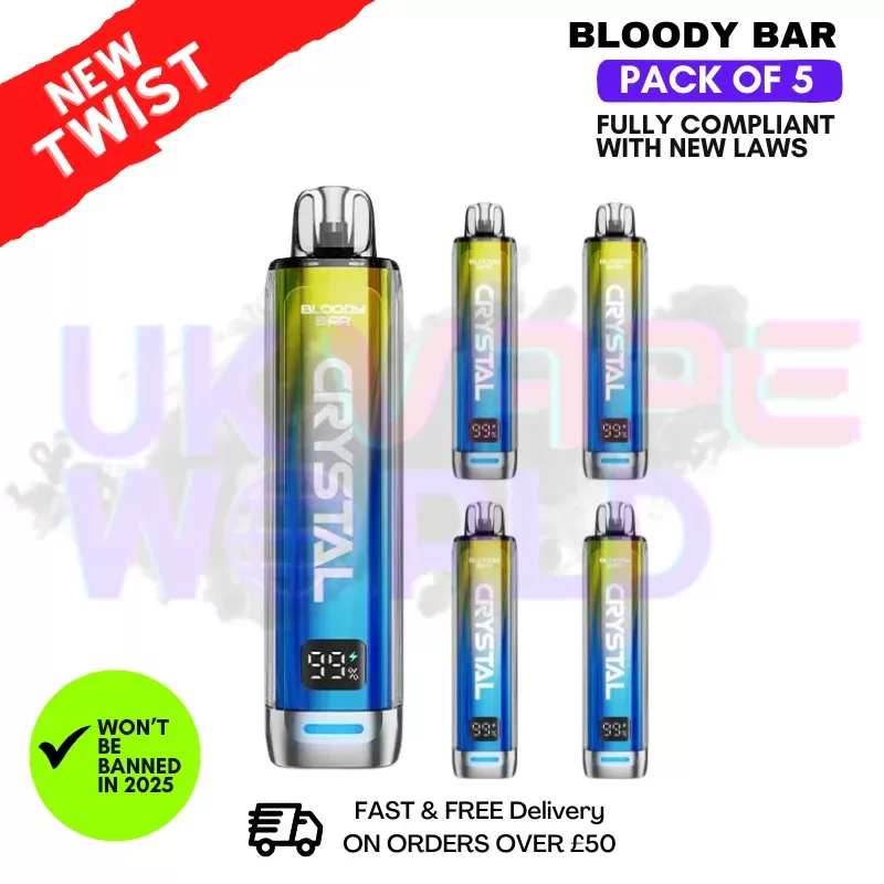 Strawberry Watermelon Bubblegum Bloody Bar Crystal 10K Puff Pack Of 5