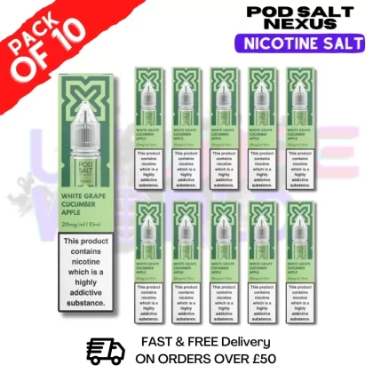 White Grape Cucumber Pod Salt Nexus Nic Salt Box Of 10