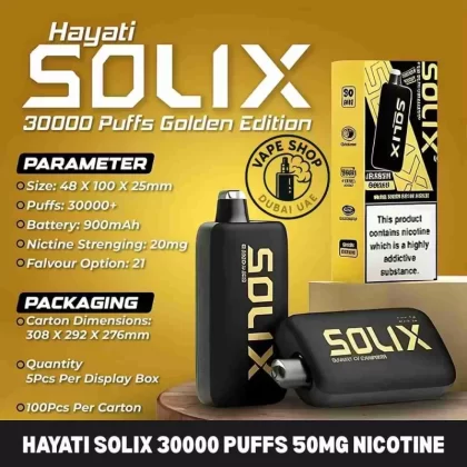 Hayati Solix 30000 Puffs 50MG Nicotine Disposable Vape In Dubai - Blueberry Raspberry, Cherry Cola (23209D)