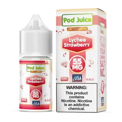 Pod Juice Salt Lychee Strawberry Tobacco Free Nicotine E-Juice 30ml - Ecigmafia