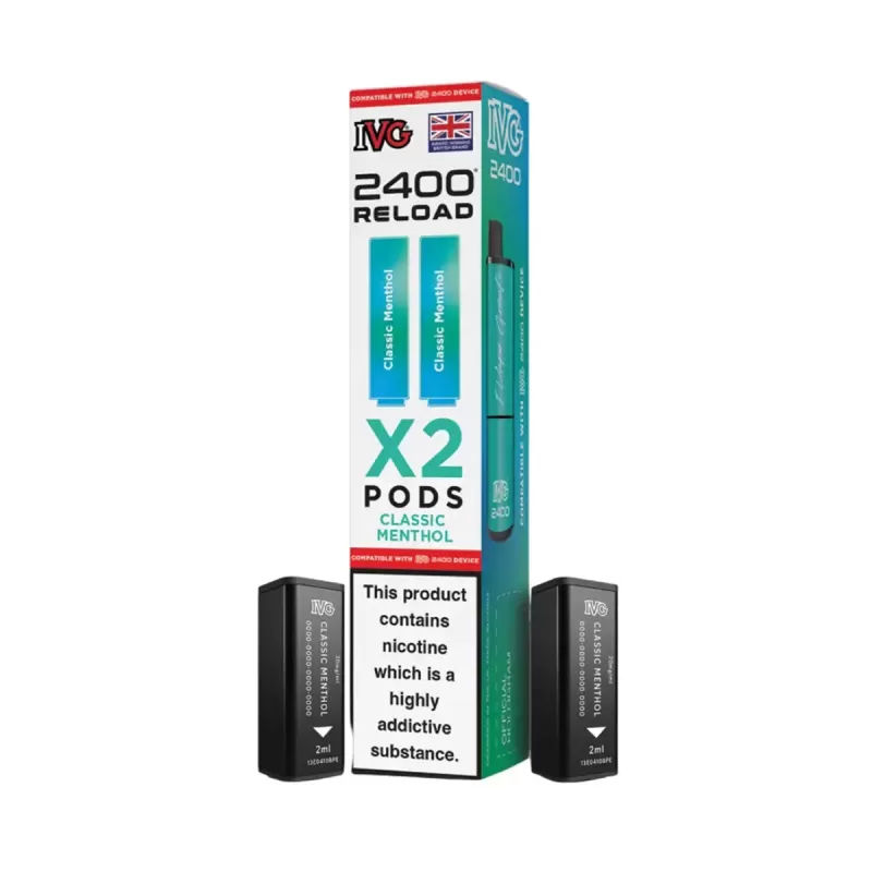 IVG 2400 Reload 2 in 1 Prefilled Pods - Classic Menthol - Image 2
