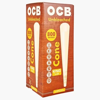 OCB | King Size Virgin Pre-Rolled Cones | 109mm – Unbleached Paper – 800 Count