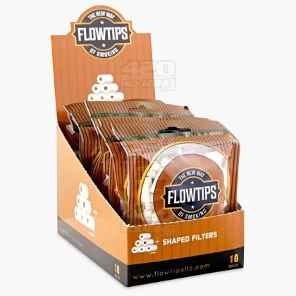 FLOWTIPS | ‘Retail Display’ Hollow Shaped Filter Tips | 20mm – Premium Cotton – 10 Count