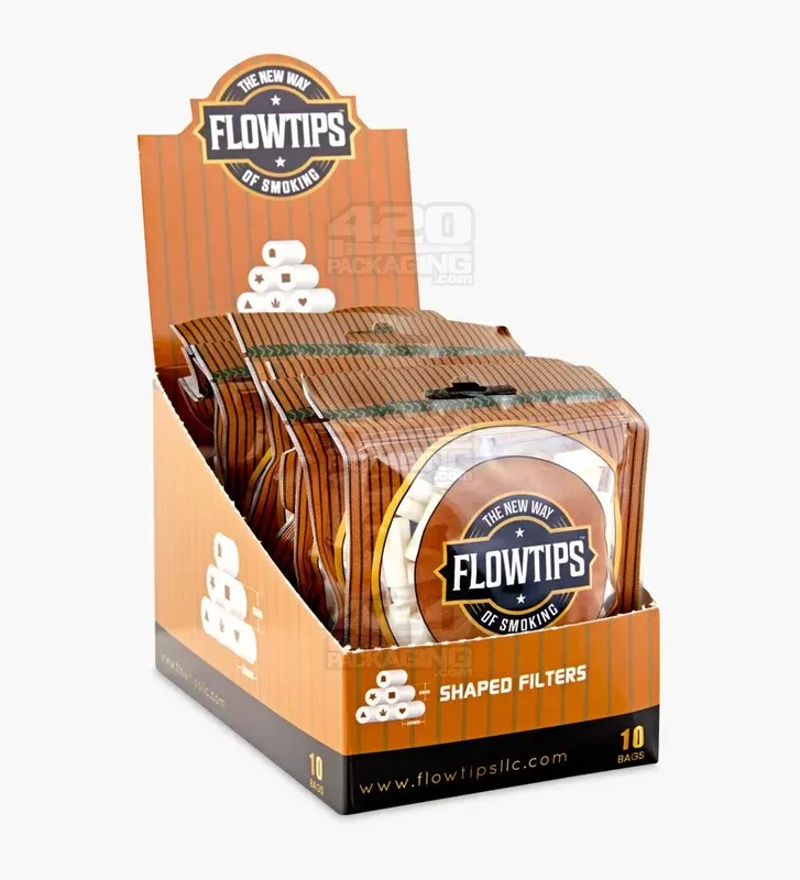 FLOWTIPS | ‘Retail Display’ Hollow Shaped Filter Tips | 20mm – Premium Cotton – 10 Count