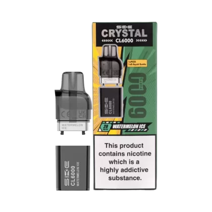 Watermelon Ice SKE Crystal CL6000 Pods - 20mg - Vape Product (1EDC06)