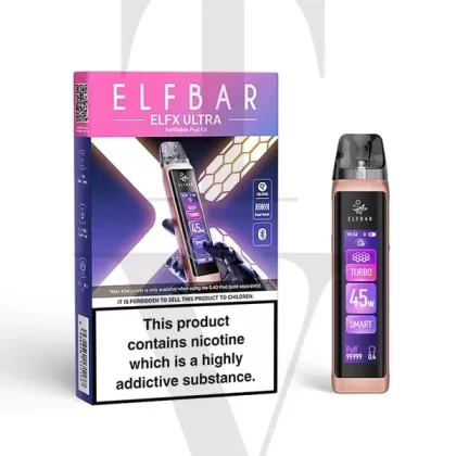 ELF BAR ELFX ULTRA POD VAPE KIT - Select Your Colour#BLUE>GREY>PINK>Blackcurrant Passionfruit>Blue Sour Razz Watermelon>Blueberry Peach Fizz>Blueberry Sour Strawberry>Cherry Colada>Cherry Ic
