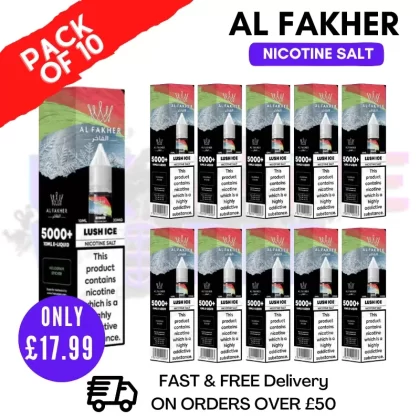 Lush ICE Al Fakher 5000+ Nic Salt BOX OF 10