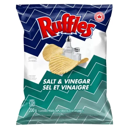Ruffles Salt and Vinegar Rippled Potato Chips, 200-g