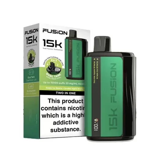 Ivg Fusion 2 in 1 Disposable Vape – Grape Ice Shisha + Double Apple Shisha 20mg (15000Puffs)