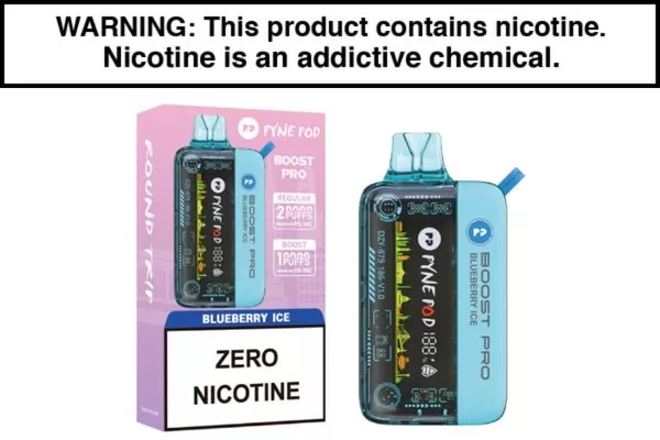 PYNE POD BOOST PRO 20K ZERO NIC DISPOSABLE VAPE – 20,000 PUFFS - Blueberry Ice Cream, Blue Razz