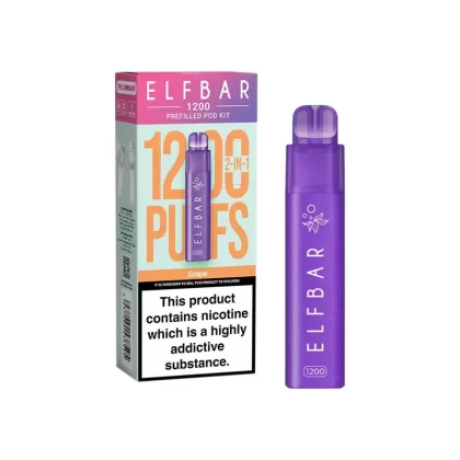 Elf Bar 1200 Grape Prefilled Pod Vape - Nicotine Strength#20mg