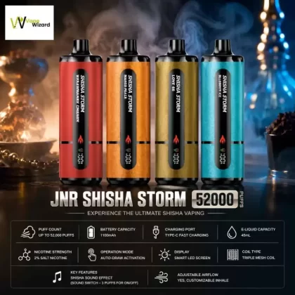 JNR Shisha Storm 52000 Puffs Disposable Vape 2% DTL in the UAE - Vapewizarddxb
