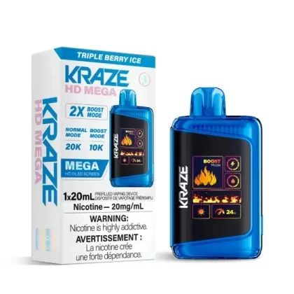 Kraze HD Mega Disposable Vape – 20K Puffs – Triple Berry Ice