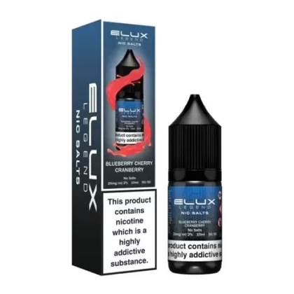Elux Legend Nic Salt E-Liquid 10mg 20mg Blueberry Cherry Cranberry – Pack Of 10x 10ml