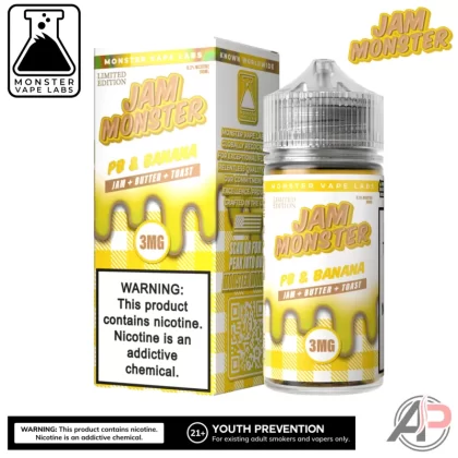 PB & Banana E-Liquid By Jam Monster Vape Labs 100mL - Vape Product, Vape Product