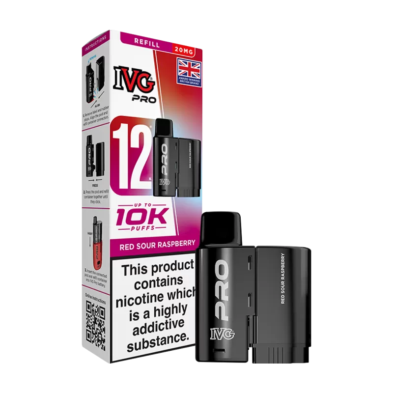 Red Sour Raspberry IVG Pro 12 Refill Pack - 10mg