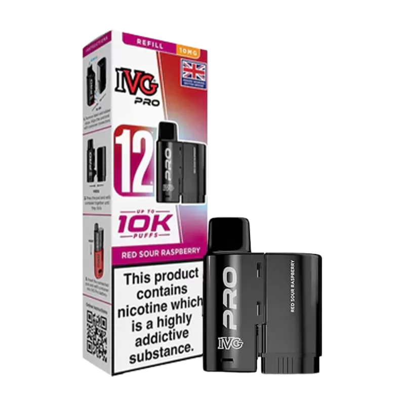 Red Sour Raspberry IVG Pro 12 Refill Pack - 10mg - Image 2