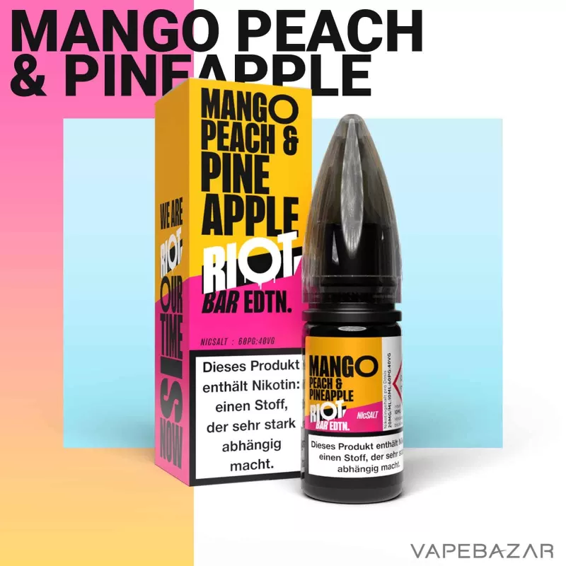 Riot Salt Bar Liquid – Mango Peach Pineapple - Vapebazar - Image 2