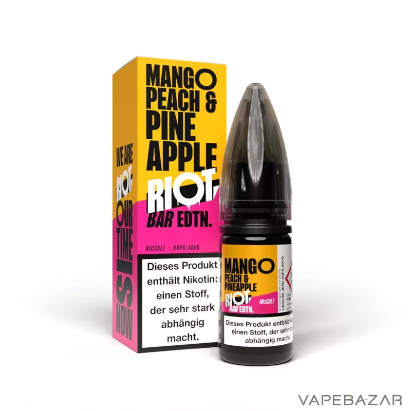 Riot Salt Bar Liquid – Mango Peach Pineapple - Vapebazar - Image 3