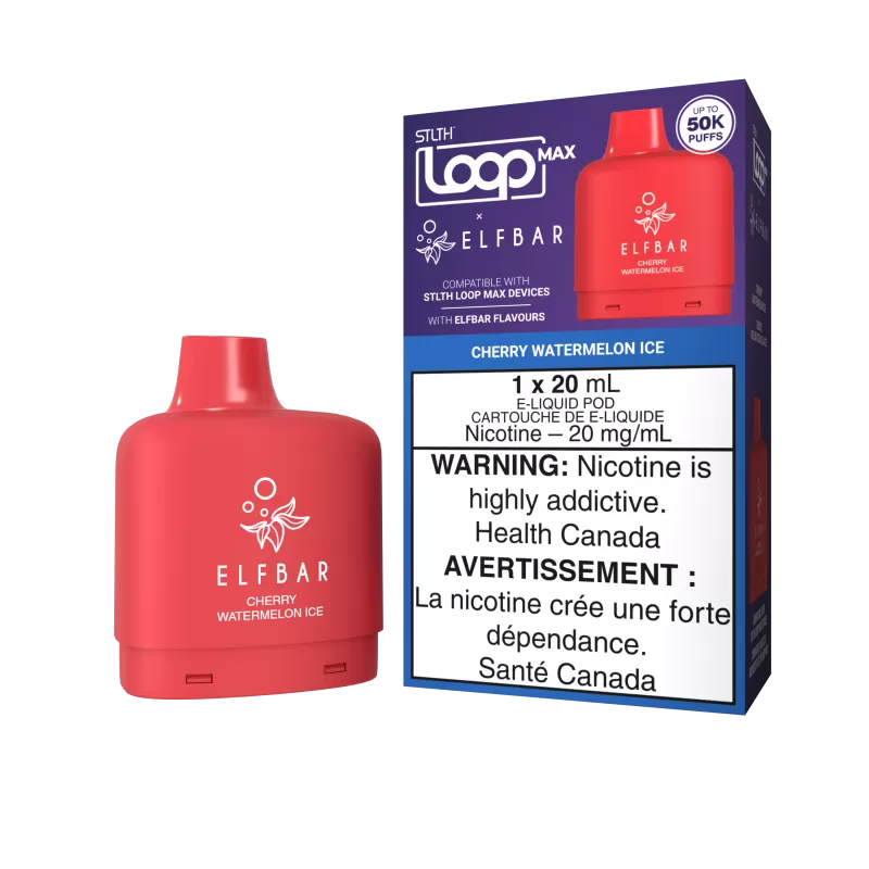 STLTH LOOP MAX X ELFBAR Pod Pack - Cherry Watermelon Ice - 20 mg/mL (wholeseller) - Excise ON, 20 mg/mL - ON