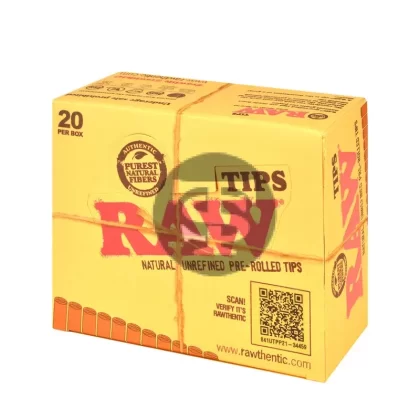 RAW Unrefined Pre Rolled Filter Tips Pack of 20