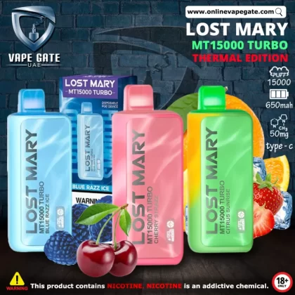Lost Mary MT15000 Turbo Thermal Edition Rechargeable Disposable Vape - Blue Razz Ice / 50 mg