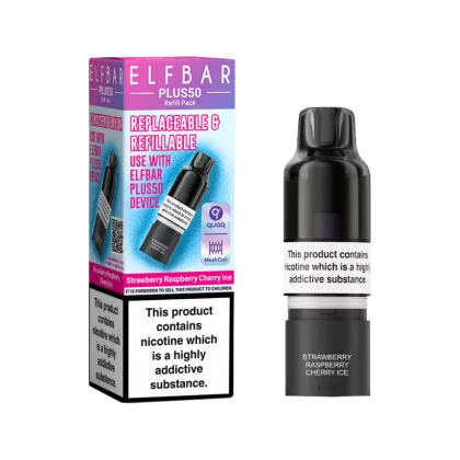 Strawberry Raspberry Cherry Ice ElfBar Plus 50 Refill Pack - Vapeshop Co