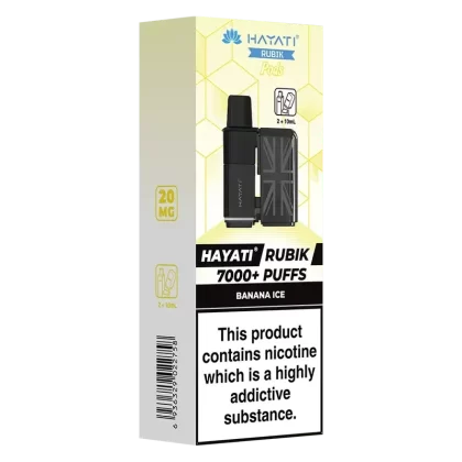 Hayati Rubik 7000 Prefilled Pods - Flavour#Banana Ice>Blue Razz Cherry>Blue Razz GB>Blue Sour Raspberry>Blueberry Cherry Cranberry>Blueberry Raspberry>Fresh Mint>H’ Bubba>Juicy Peach>Lemon &