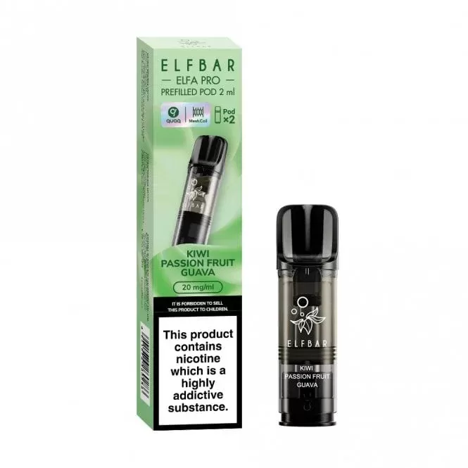 Elf Bar Elfa Kiwi Passion Fruit Guava Nic Salt E Liquid Pods – Elfa PRO Series (2 x 2ml)