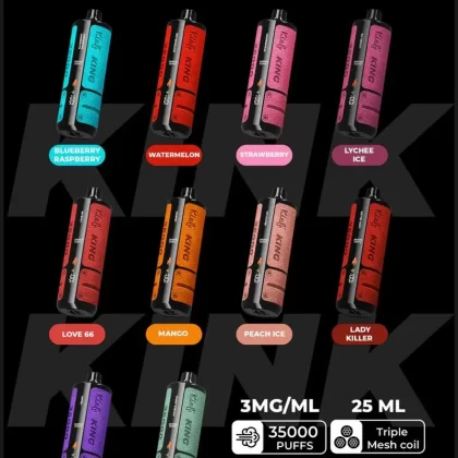 Kief King 35000 Puffs 3mg Nicotine Triple Mesh Coil Disposable Vape in Dubai - Blueberry Raspberry, Double Apple